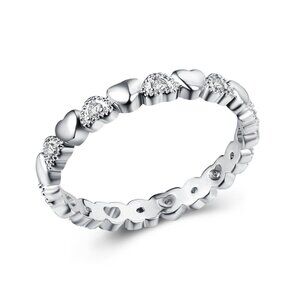 Dainty Heart Connected Sweet Lovely Silver Ring for Women, VIP136